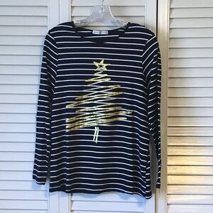 Elegant Black and Gold Striped Long Sleeve Tee